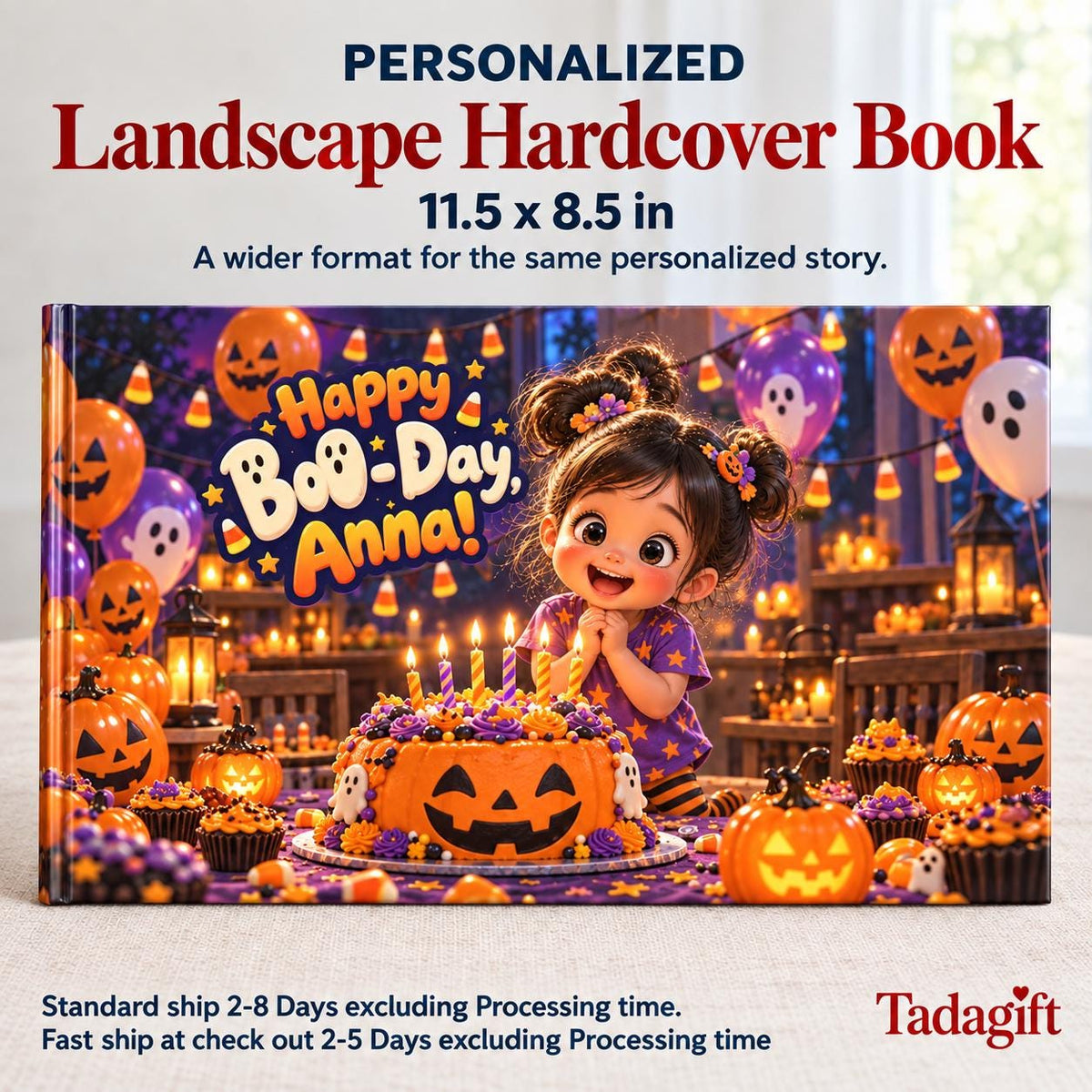 Personalized Children's Book in Hardcover: Spooky Birthday Boo Day with Wrapping Paper Included