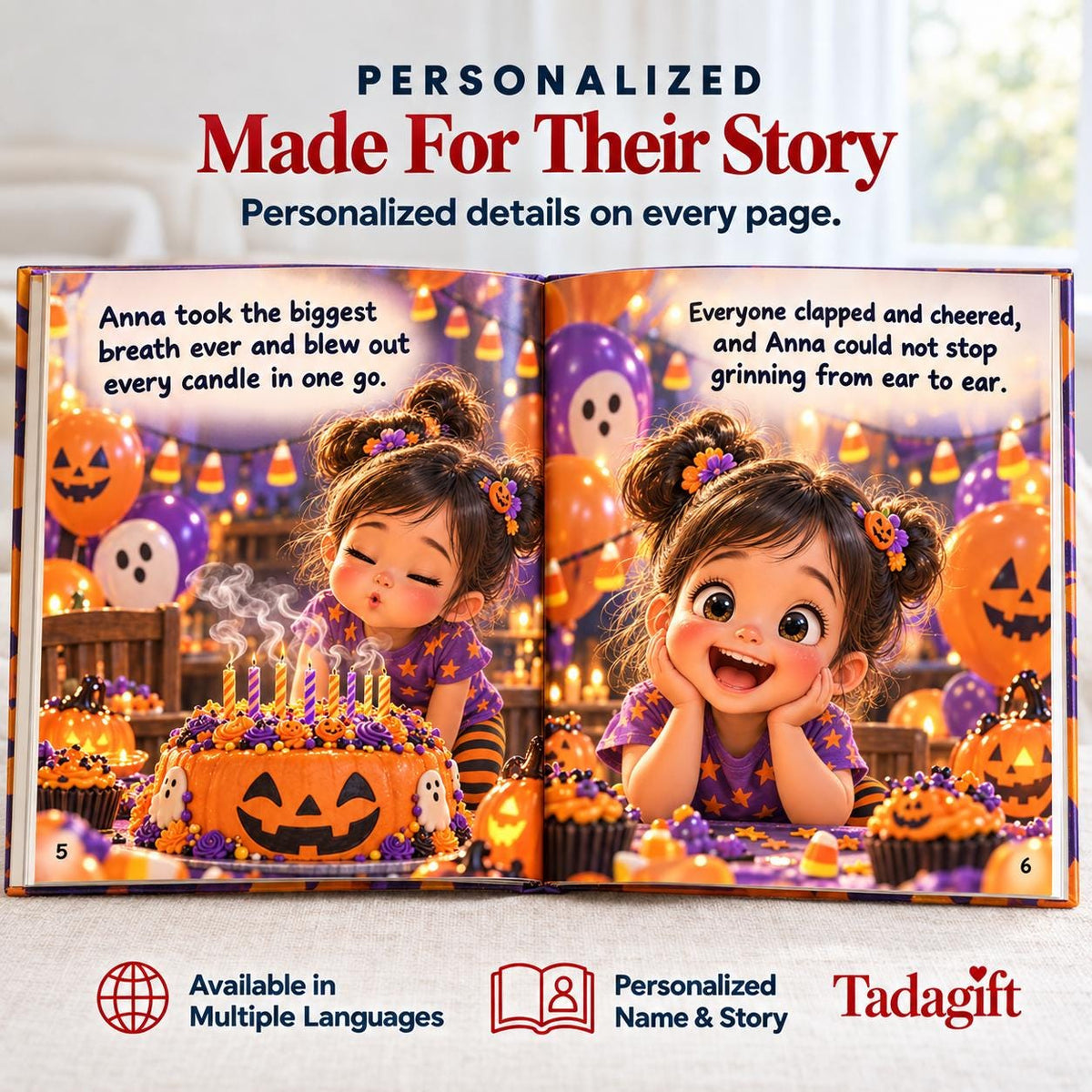 Personalized Children's Book in Hardcover: Spooky Birthday Boo Day with Wrapping Paper Included