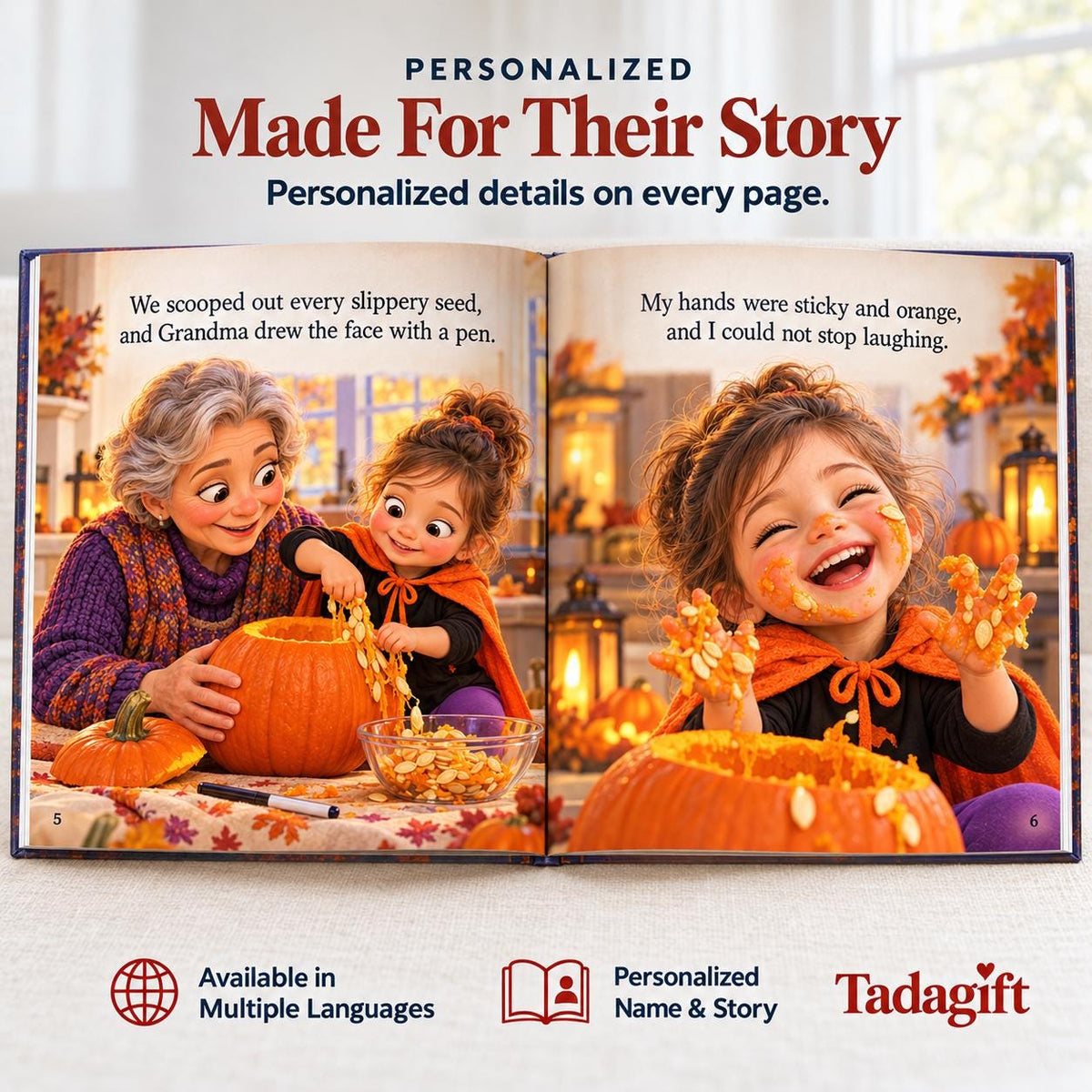 Personalized Children's Book in Hardcover: Why I Love Grandma Halloween with Wrapping Paper Included