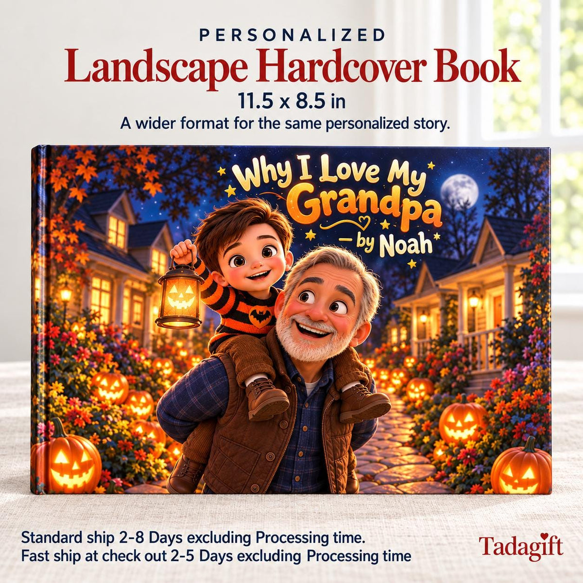 Personalized Children's Book in Hardcover: Why I Love Grandpa Halloween with Wrapping Paper Included