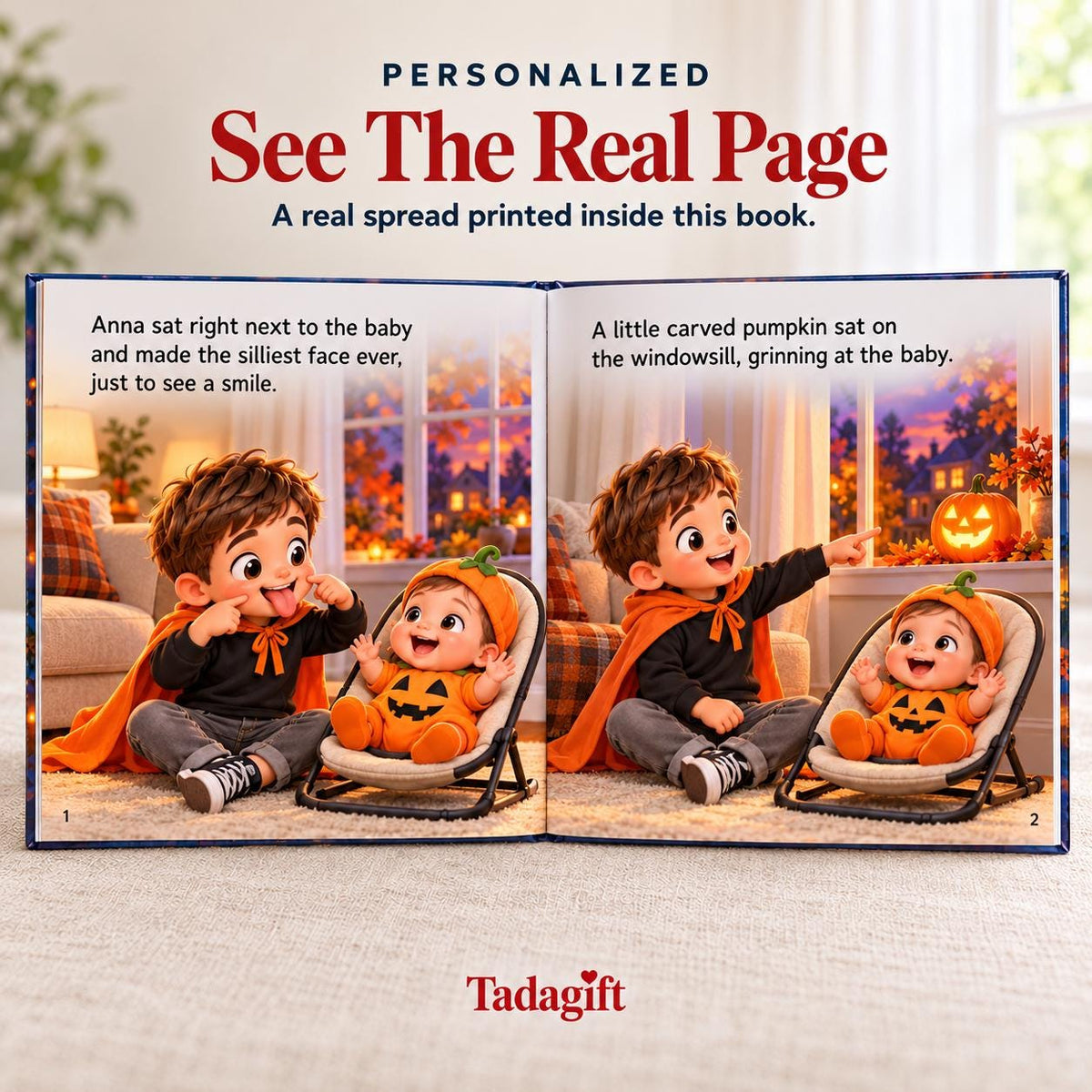 Personalized Children's Book in Hardcover: Big Brother Halloween Story with Wrapping Paper Included