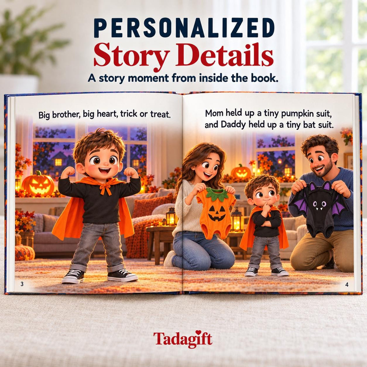Personalized Children's Book in Hardcover: Big Brother Halloween Story with Wrapping Paper Included