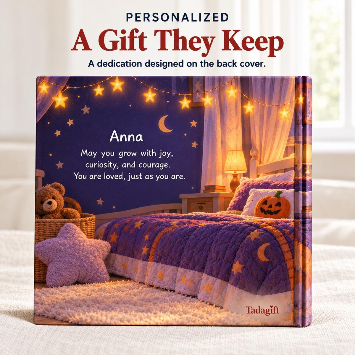 Personalized Children's Book in Hardcover: Halloween Ghost Bedtime Story with Wrapping Paper Included