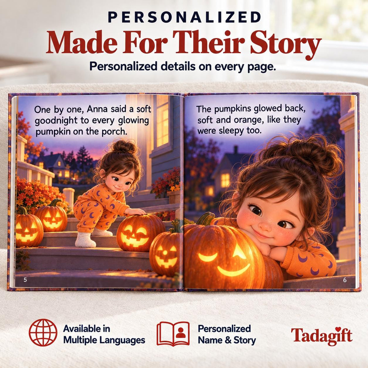 Personalized Children's Book in Hardcover: Halloween Ghost Bedtime Story with Wrapping Paper Included