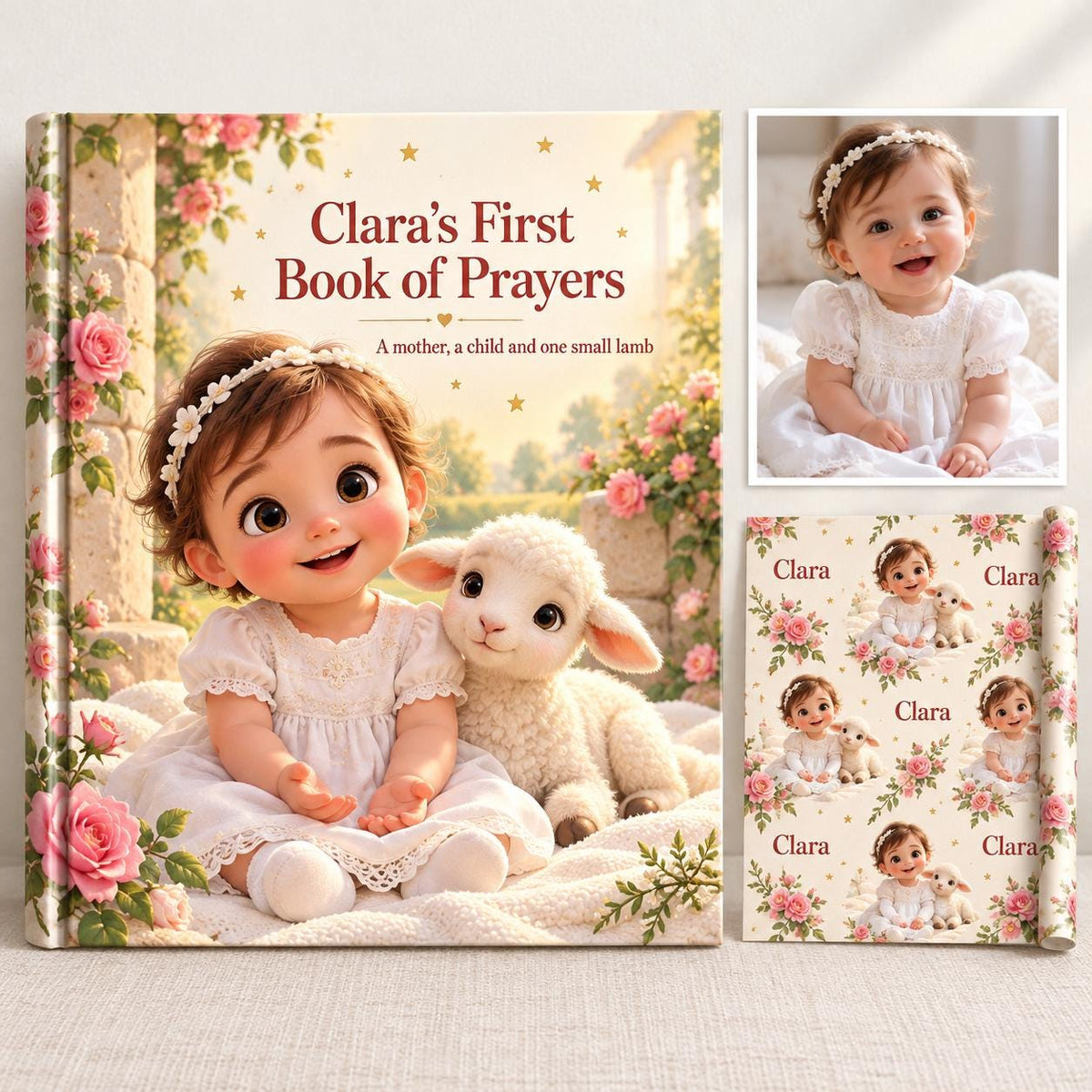 Baby First Book of Prayers, Custom Christian Bedtime Prayers Keepsake, Baptism Christening Gift