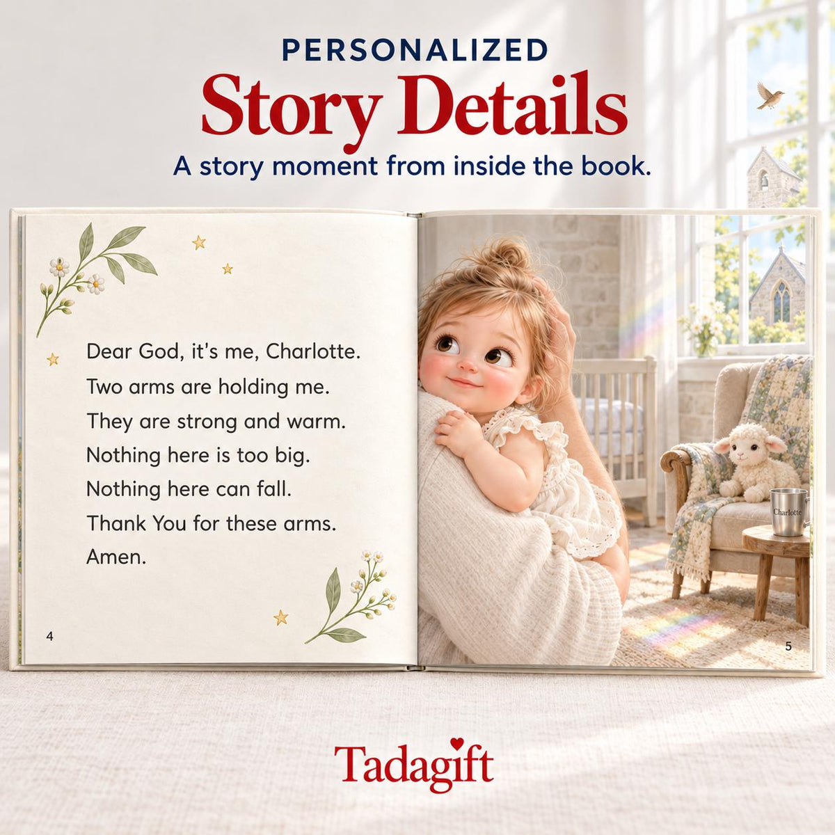 Custom Photo Baby First Book of Prayers, Bedtime Prayers Keepsake, Baptism Christening Gift Godparents