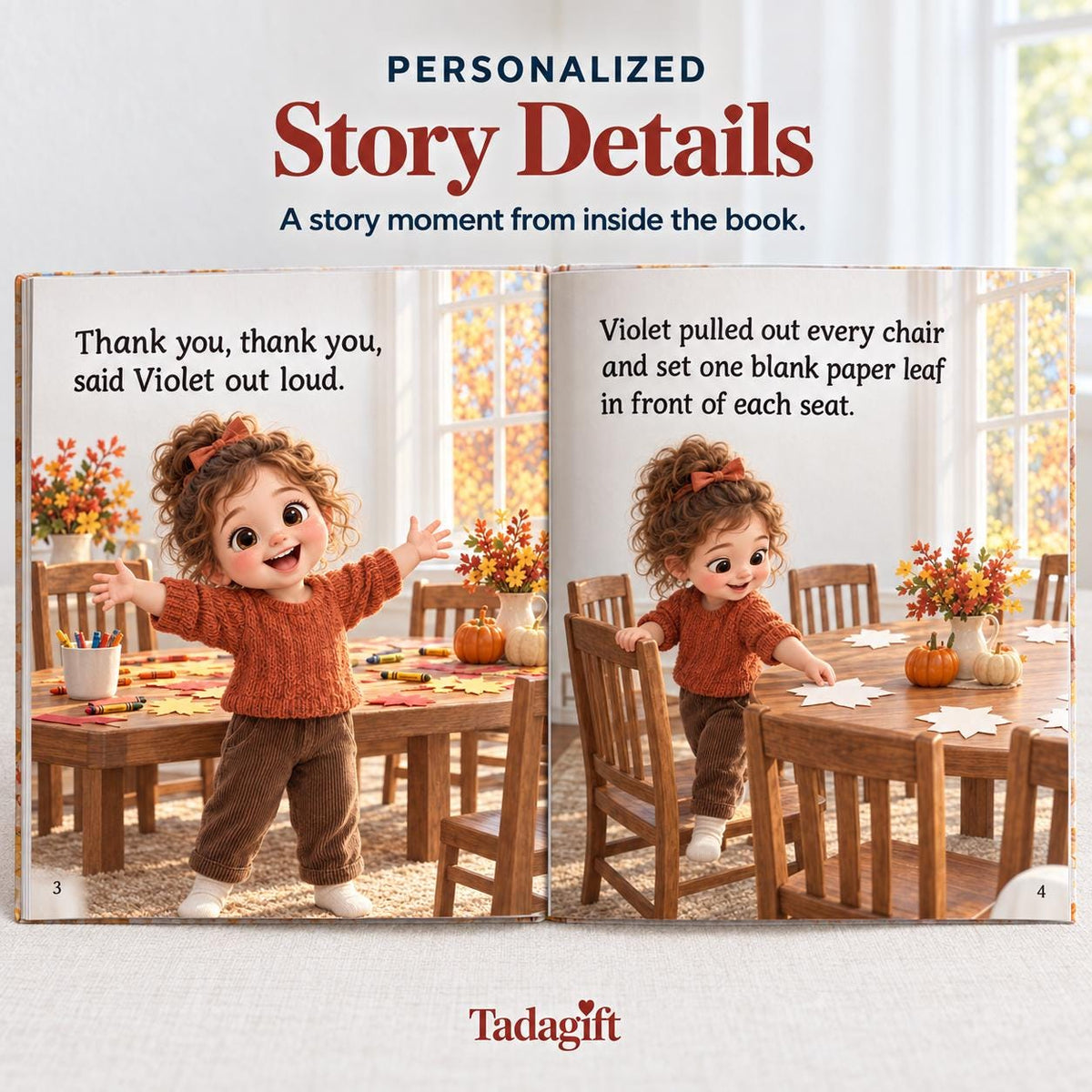 Personalized Children's Book in Hardcover: Illustrated Saying Thank You with Wrapping Paper Included