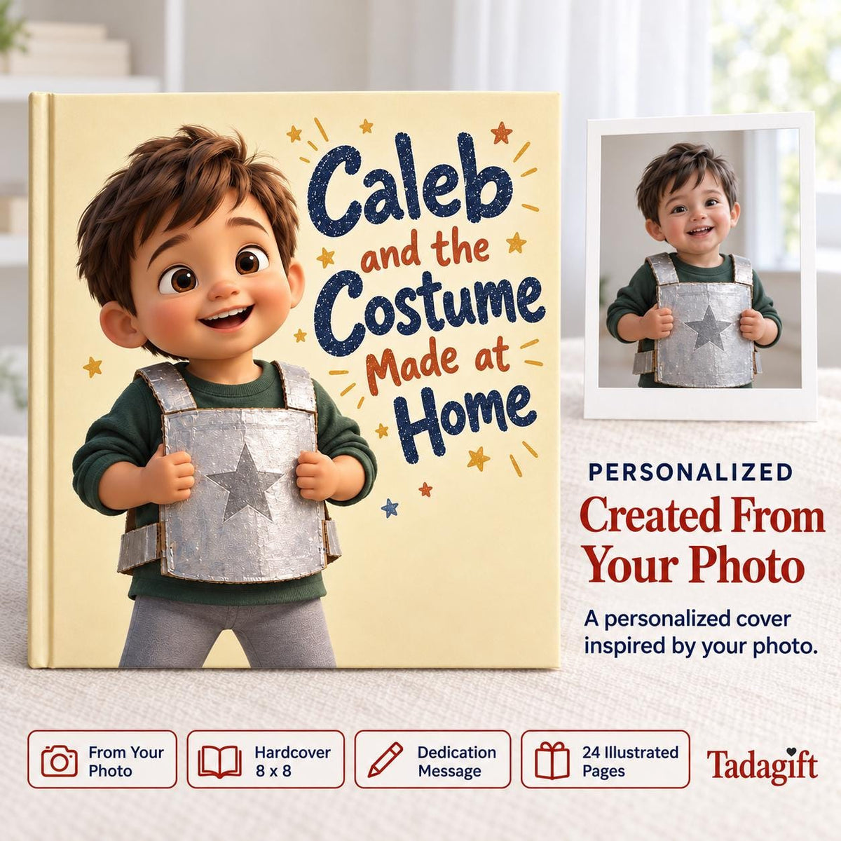 Personalized Children's Book in Hardcover: Halloween Homemade Costume Story with Wrapping Paper Included