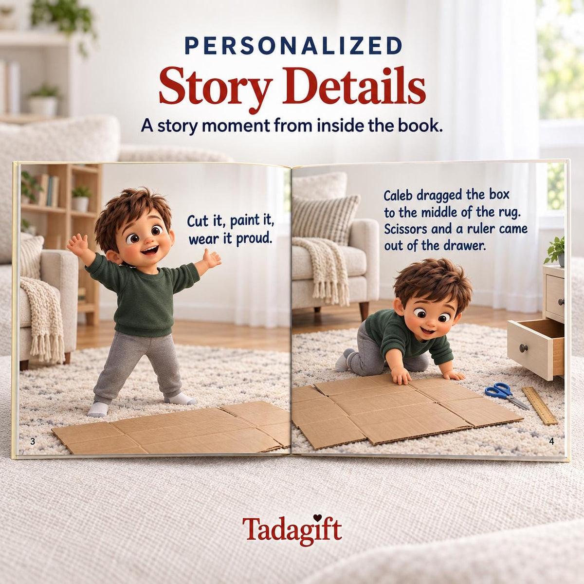 Personalized Children's Book in Hardcover: Halloween Homemade Costume Story with Wrapping Paper Included