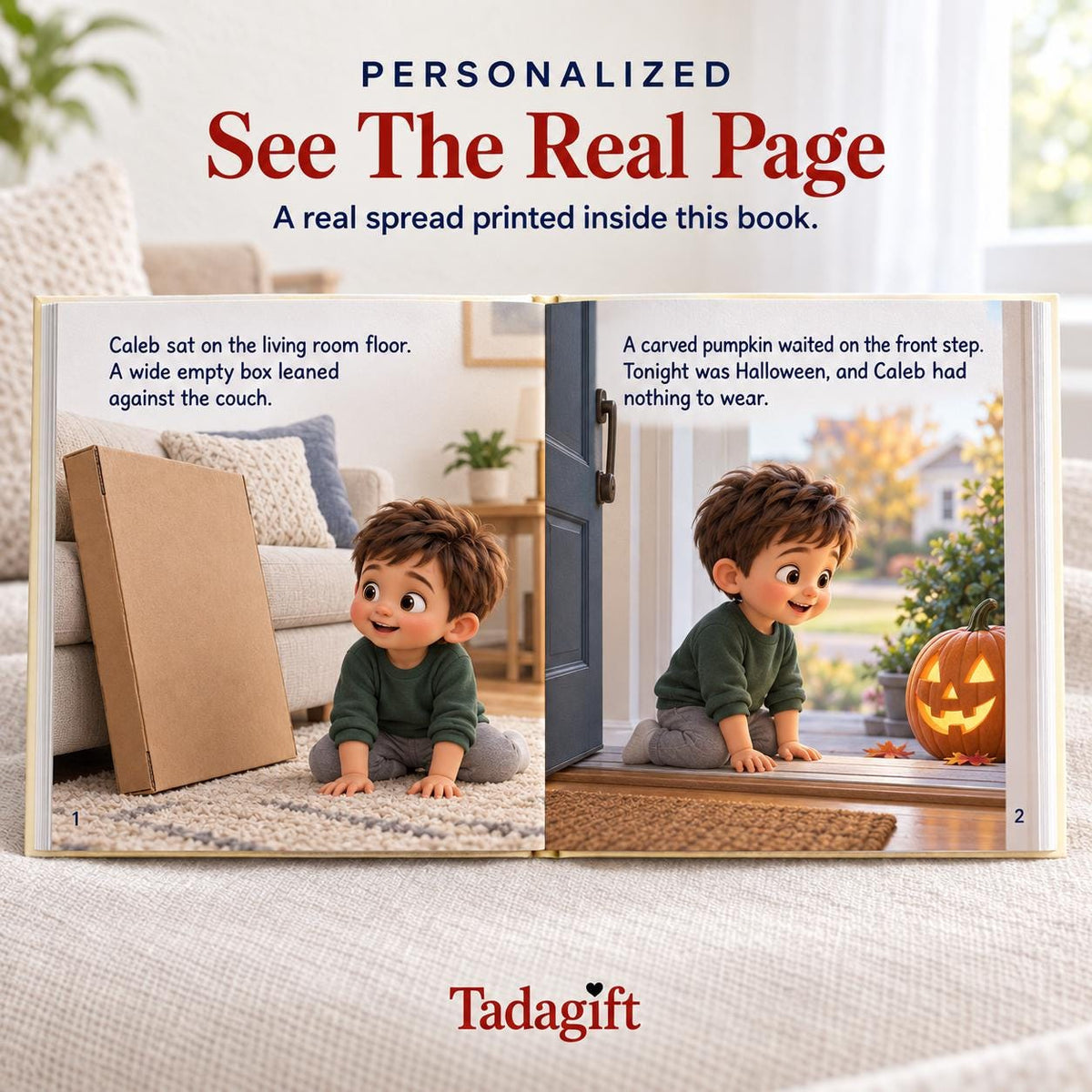 Personalized Children's Book in Hardcover: Halloween Homemade Costume Story with Wrapping Paper Included
