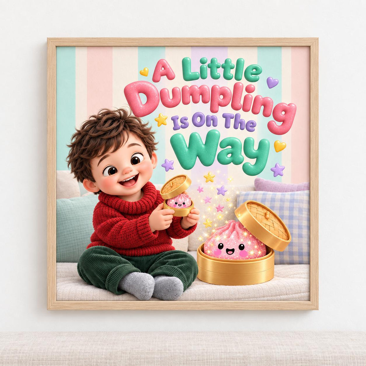 Personalized Children's Book in Hardcover: Little Dumpling Is on Way with Wrapping Paper Included