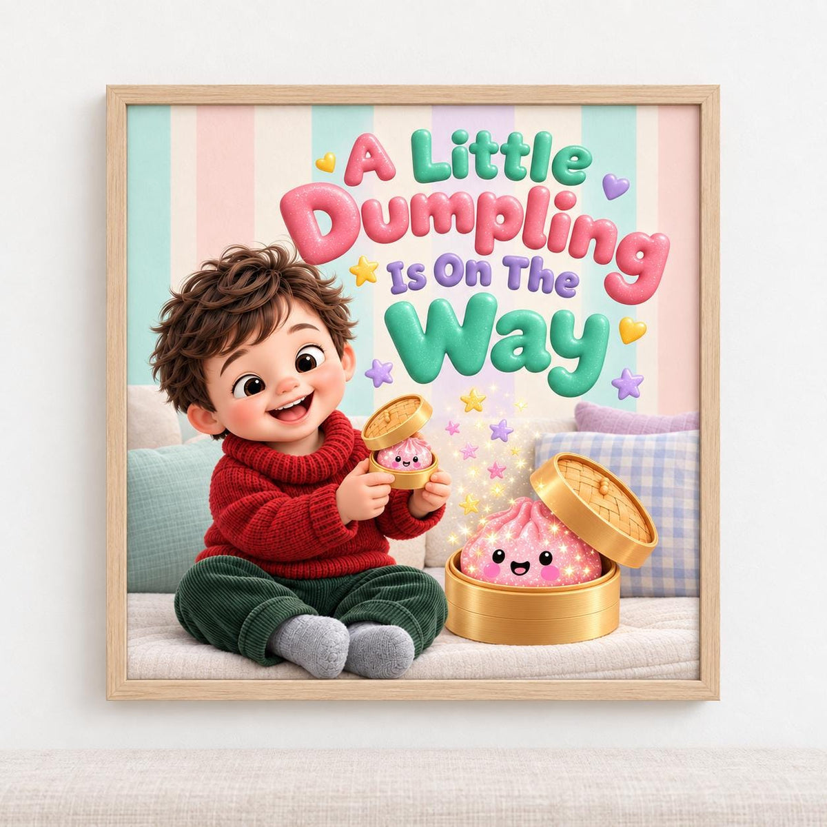 Personalized Children's Book in Hardcover: Little Dumpling Is on Way with Wrapping Paper Included
