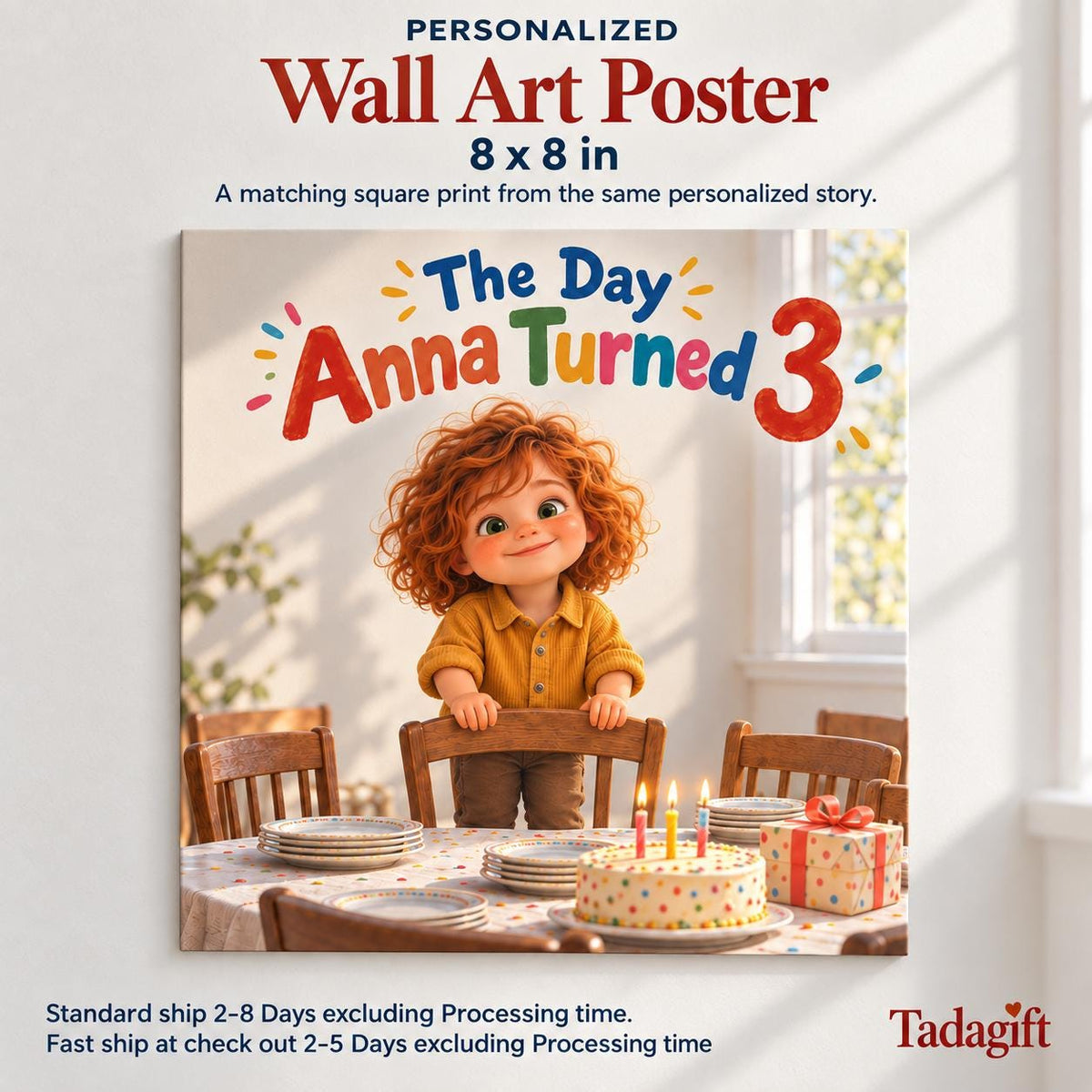 Personalized Children's Book in Hardcover: Illustrated Turning New Age with Wrapping Paper Included