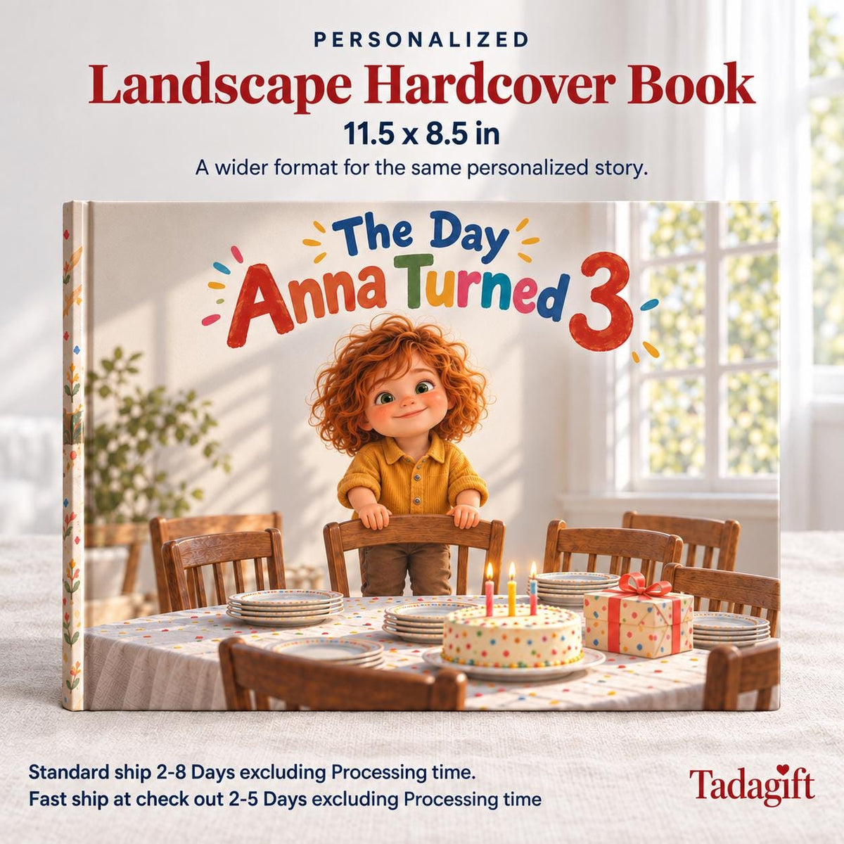 Personalized Children's Book in Hardcover: Illustrated Turning New Age with Wrapping Paper Included
