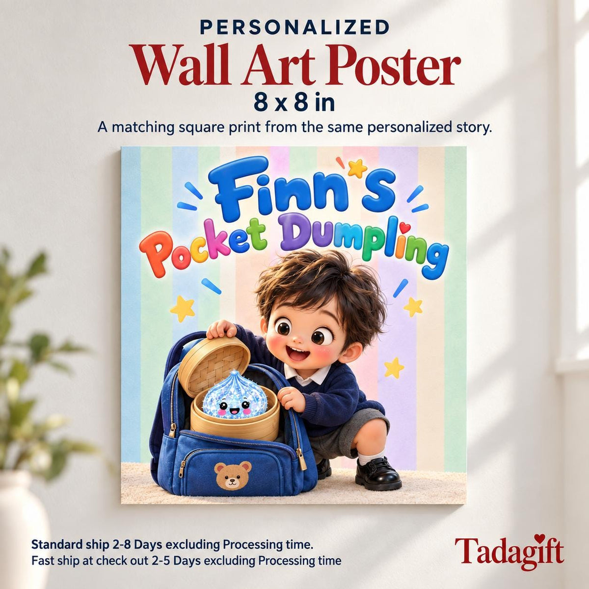 Personalized Children's Book in Hardcover: Pocket Squishy Dumpling Story with Wrapping Paper Included