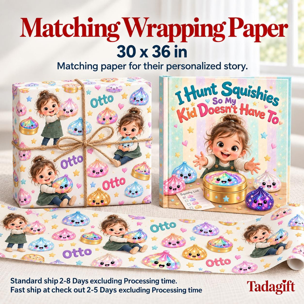 Personalized Children's Book in Hardcover: Hunting Squishy Dumpling with Wrapping Paper Included