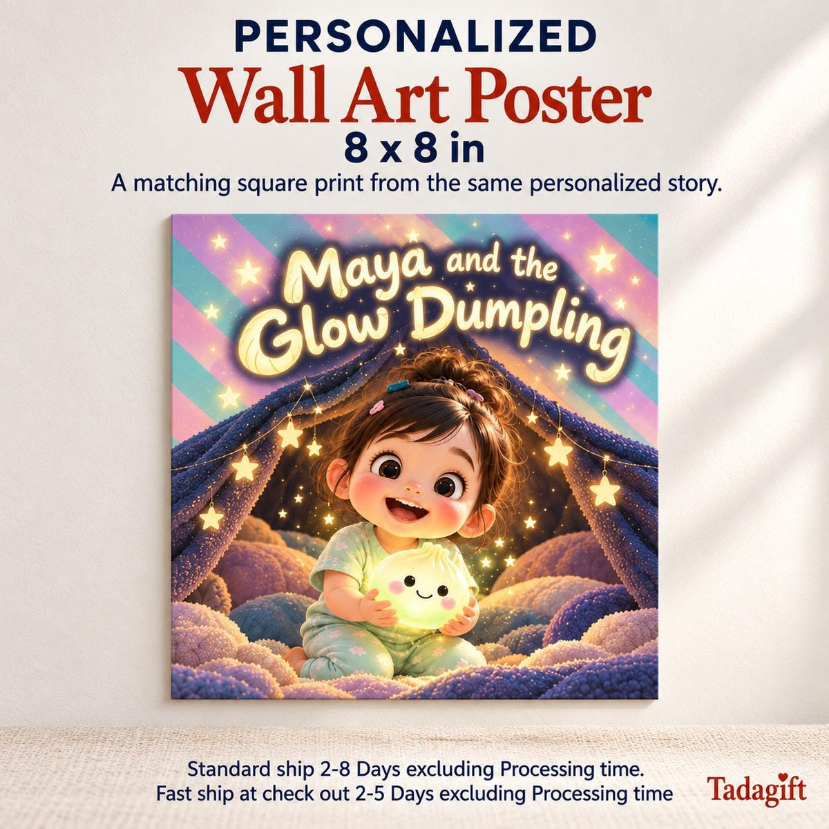 Personalized Children's Book in Hardcover: Glow Dumpling Story with Wrapping Paper Included