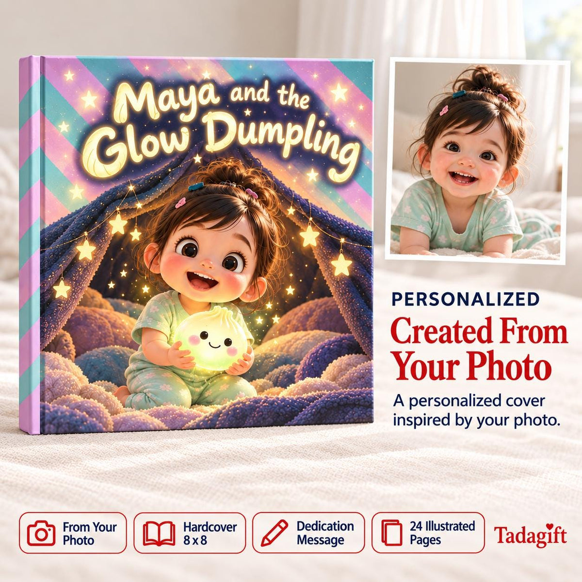 Personalized Children's Book in Hardcover: Glow Dumpling Story with Wrapping Paper Included