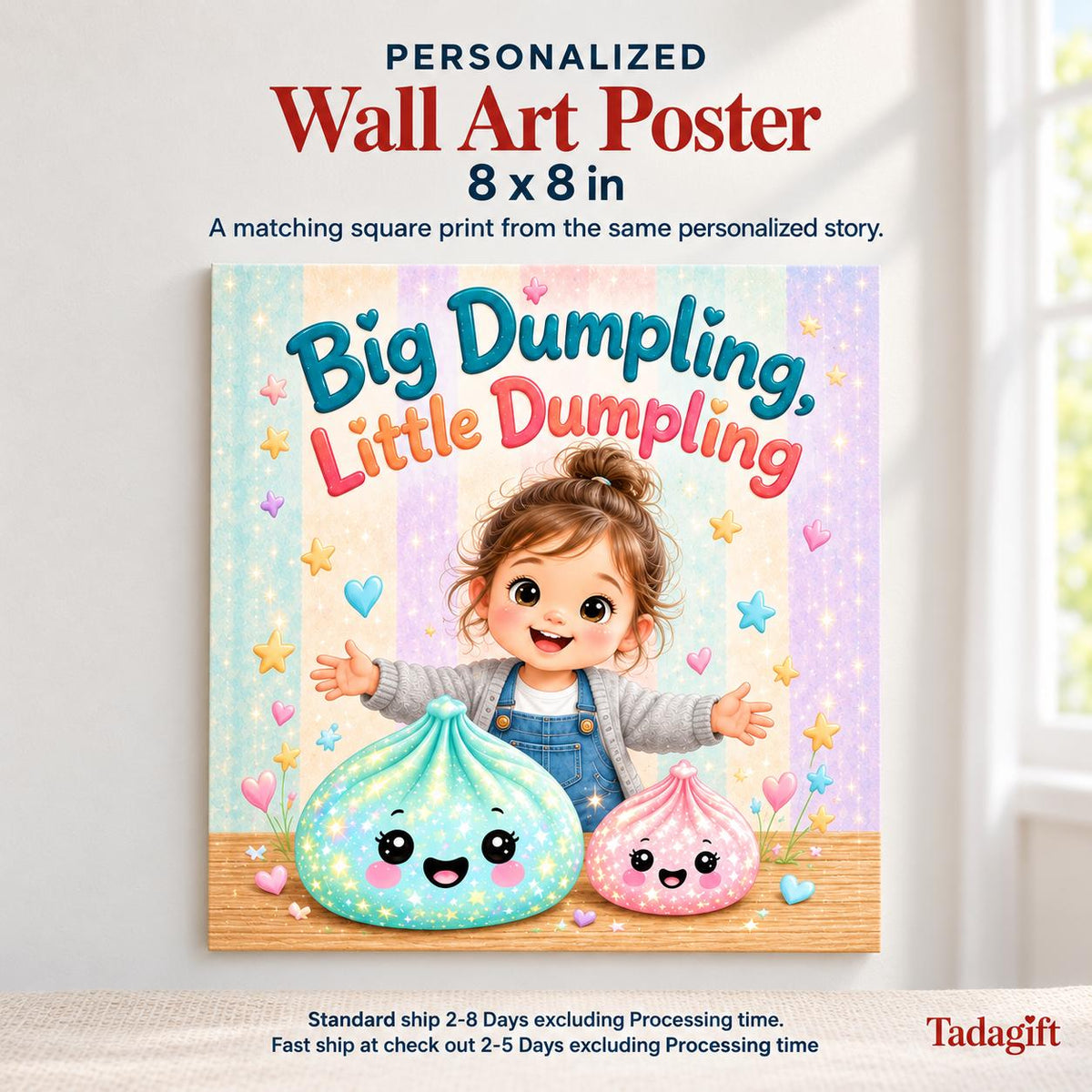 Personalized Children's Book in Hardcover: Big Dumpling Little Dumpling with Wrapping Paper Included