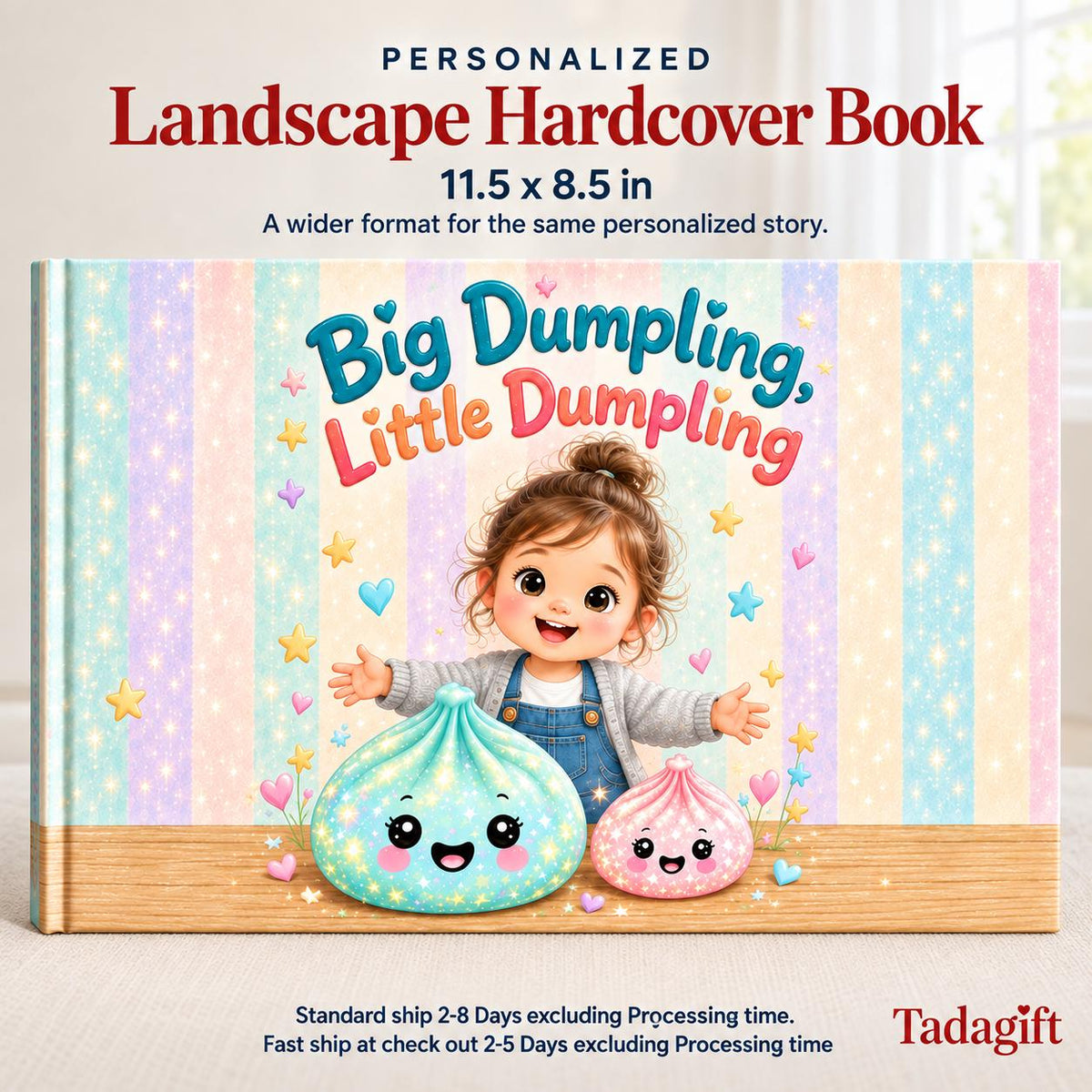 Personalized Children's Book in Hardcover: Big Dumpling Little Dumpling with Wrapping Paper Included