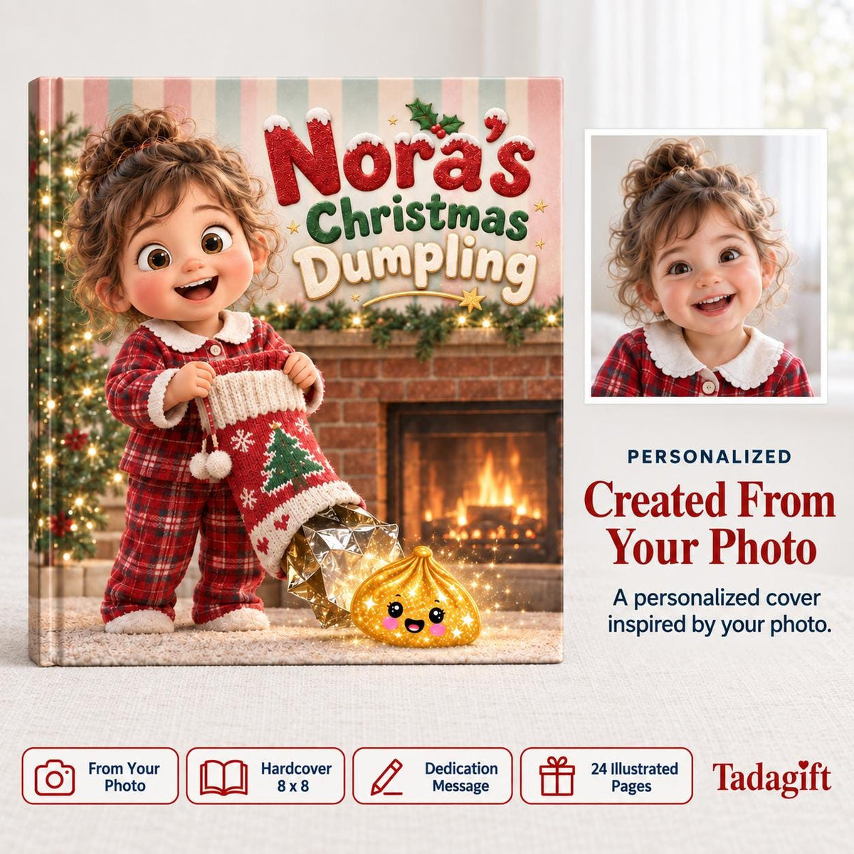 Personalized Children's Book in Hardcover: Special Christmas Dumpling Story with Wrapping Paper Included