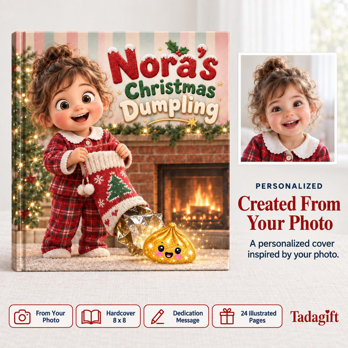 Personalized Children's Book in Hardcover: Special Christmas Dumpling Story with Wrapping Paper Included