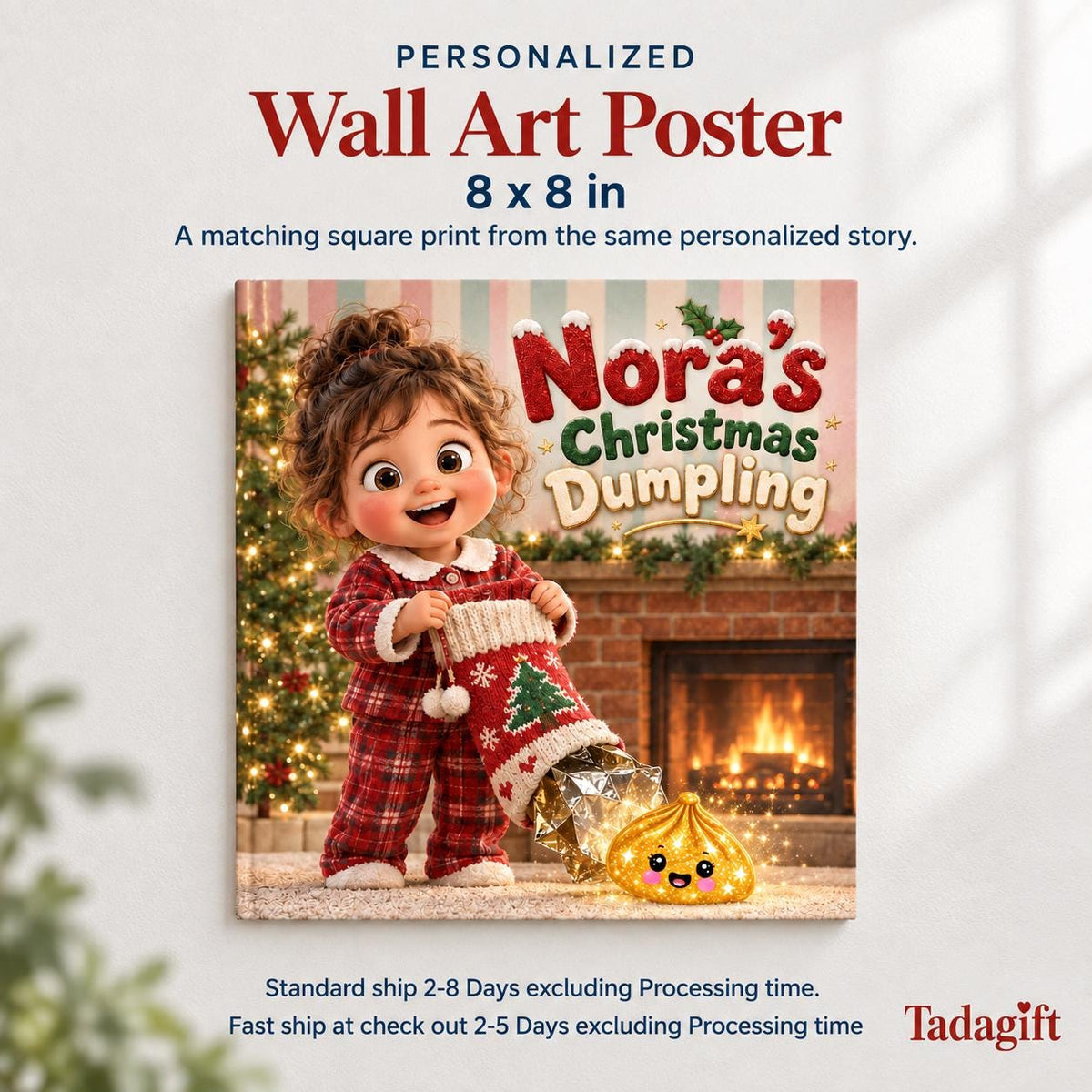Personalized Children's Book in Hardcover: Special Christmas Dumpling Story with Wrapping Paper Included