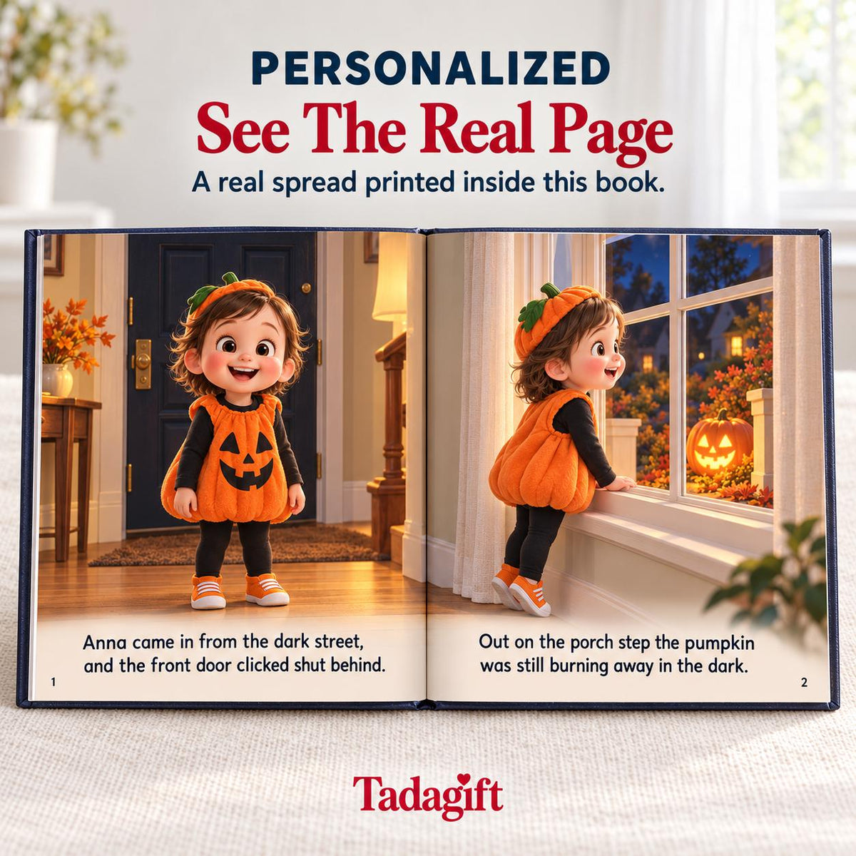 Personalized Children's Book in Hardcover: Illustrated Goodnight Little Pumpkin with Wrapping Paper Included
