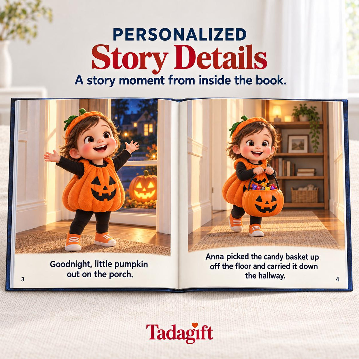Personalized Children's Book in Hardcover: Illustrated Goodnight Little Pumpkin with Wrapping Paper Included