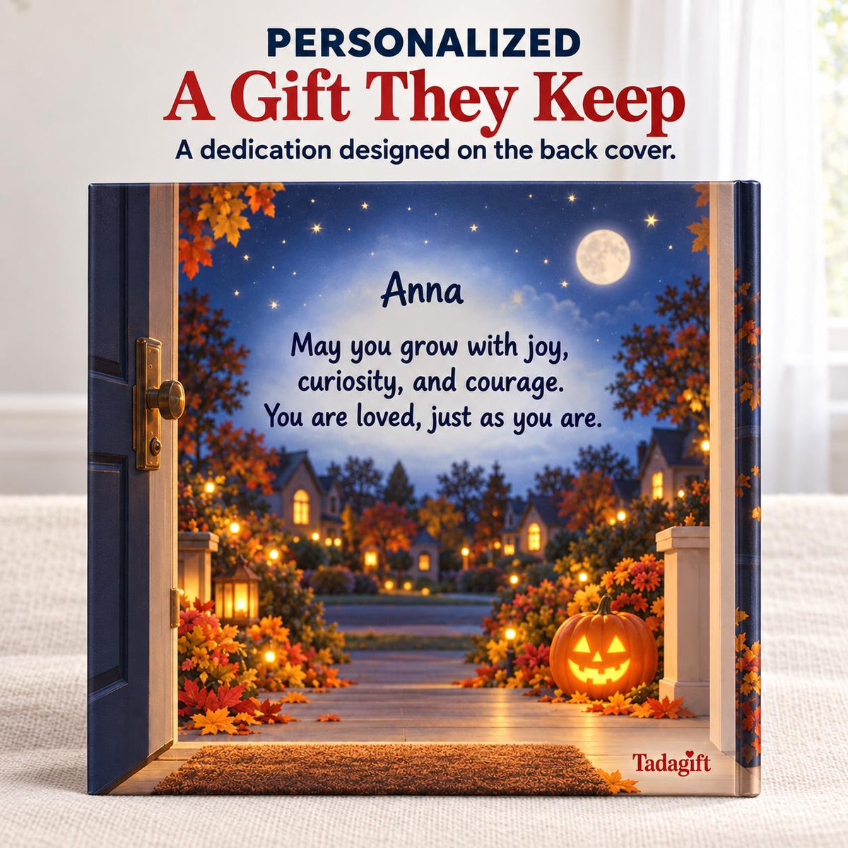 Personalized Children's Book in Hardcover: Illustrated Goodnight Little Pumpkin with Wrapping Paper Included