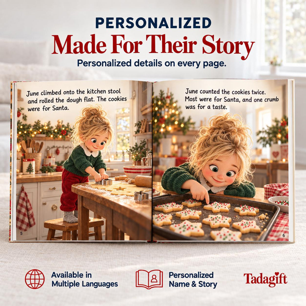 Personalized Children's Book in Hardcover:Night Before Christmas Book with Wrapping Paper Included