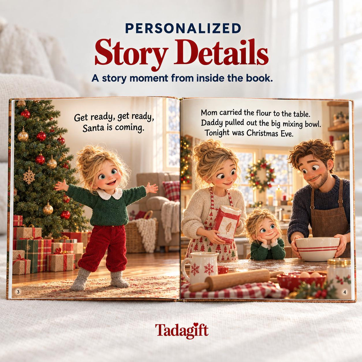 Personalized Children's Book in Hardcover:Night Before Christmas Book with Wrapping Paper Included