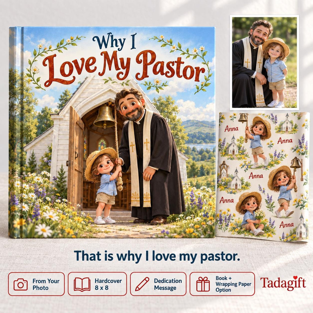 Personalized Children's Book, Why I Love My Pastor, Pastor Appreciation Gifts, Bedtime Story Kid Hard Cover