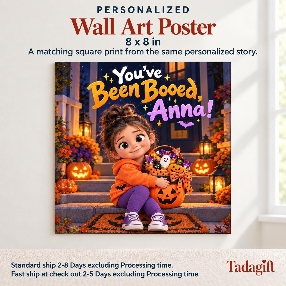 Personalized Children's Book in Hardcover: Halloween Boo Basket Surprise with Wrapping Paper Included