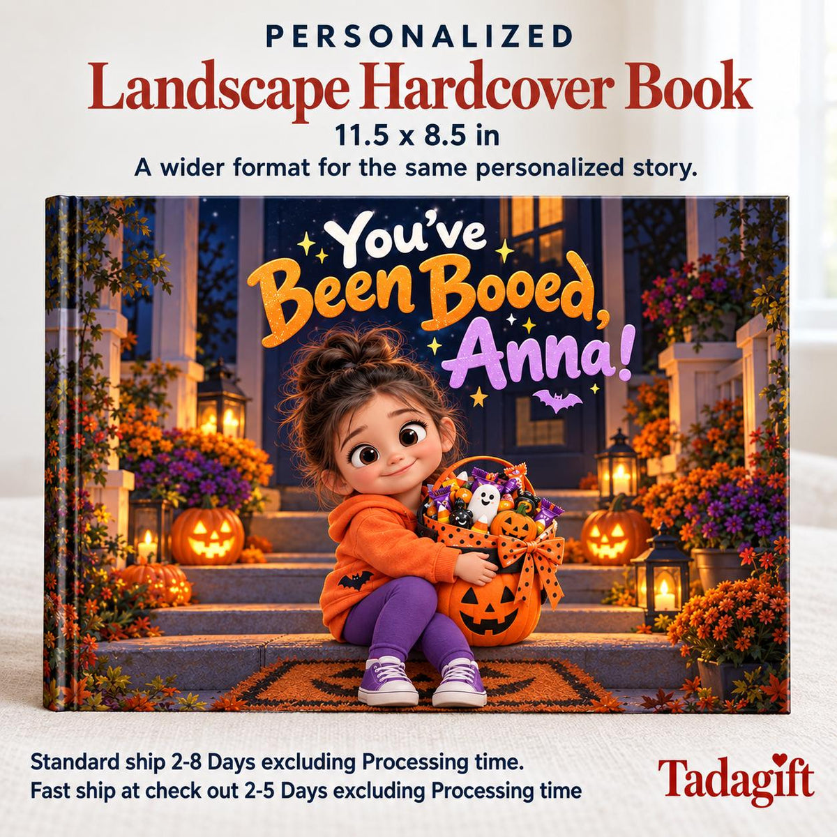 Personalized Children's Book in Hardcover: Halloween Boo Basket Surprise with Wrapping Paper Included