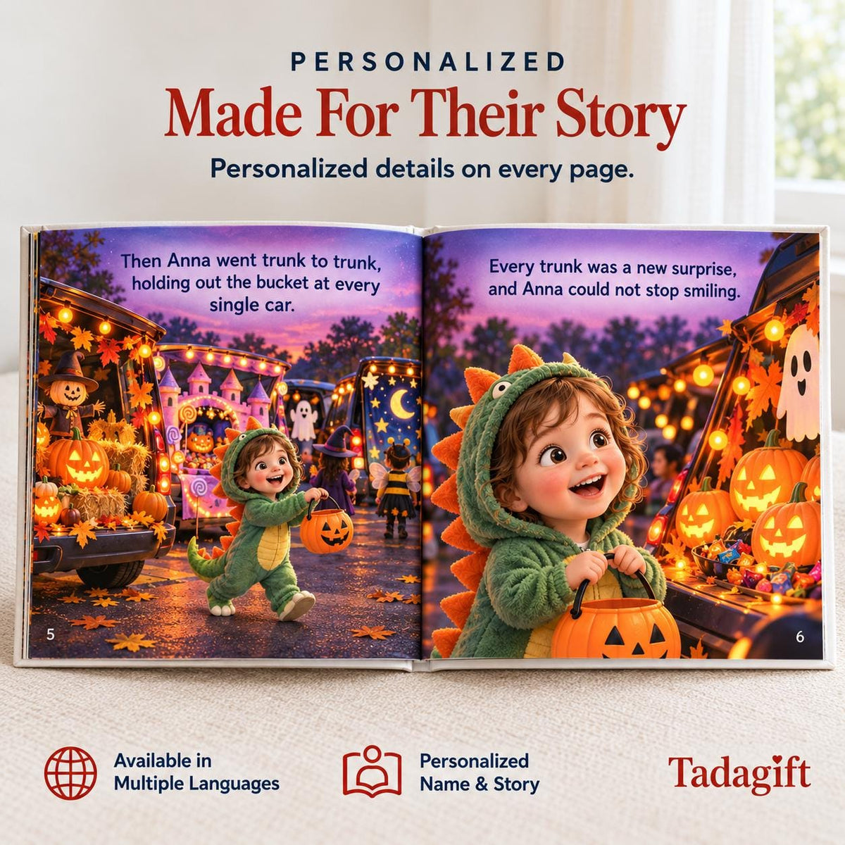 Personalized Halloween Children's Book in Hardcover: First Trunk or Treat Night with Wrapping Paper Included
