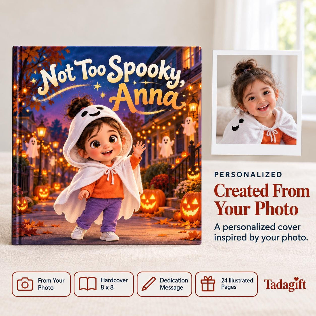 Personalized Children's Book in Hardcover: Spooky Halloween Story with Wrapping Paper Included