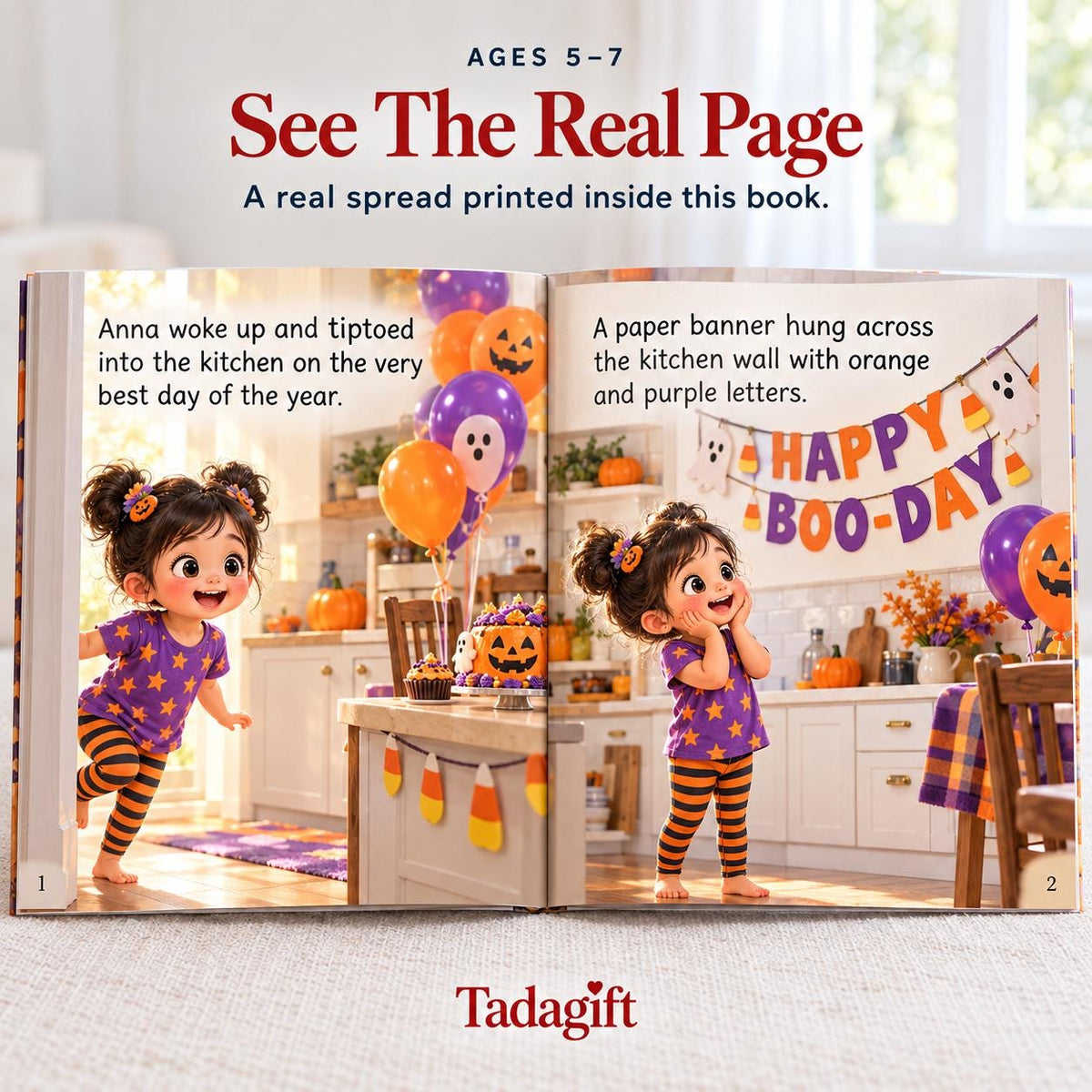 Personalized Children's Book in Hardcover: Spooky Birthday Boo Day with Wrapping Paper Included