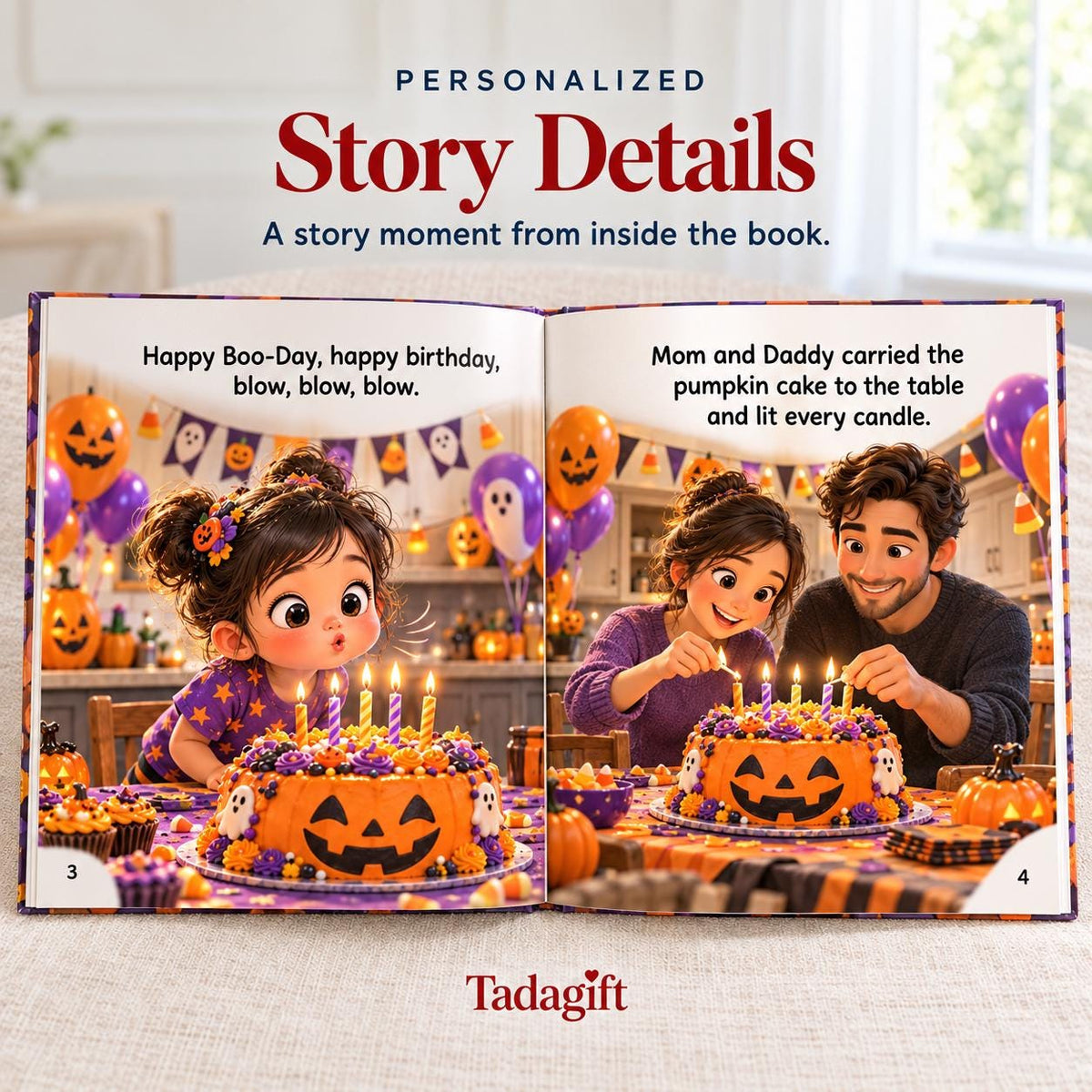 Personalized Children's Book in Hardcover: Spooky Birthday Boo Day with Wrapping Paper Included