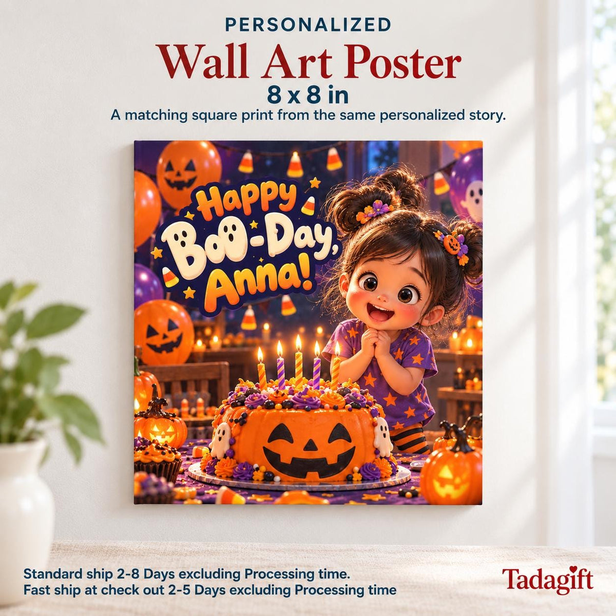 Personalized Children's Book in Hardcover: Spooky Birthday Boo Day with Wrapping Paper Included