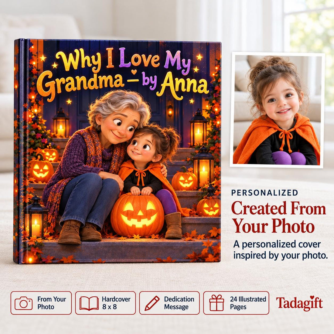 Personalized Children's Book in Hardcover: Why I Love Grandma Halloween with Wrapping Paper Included