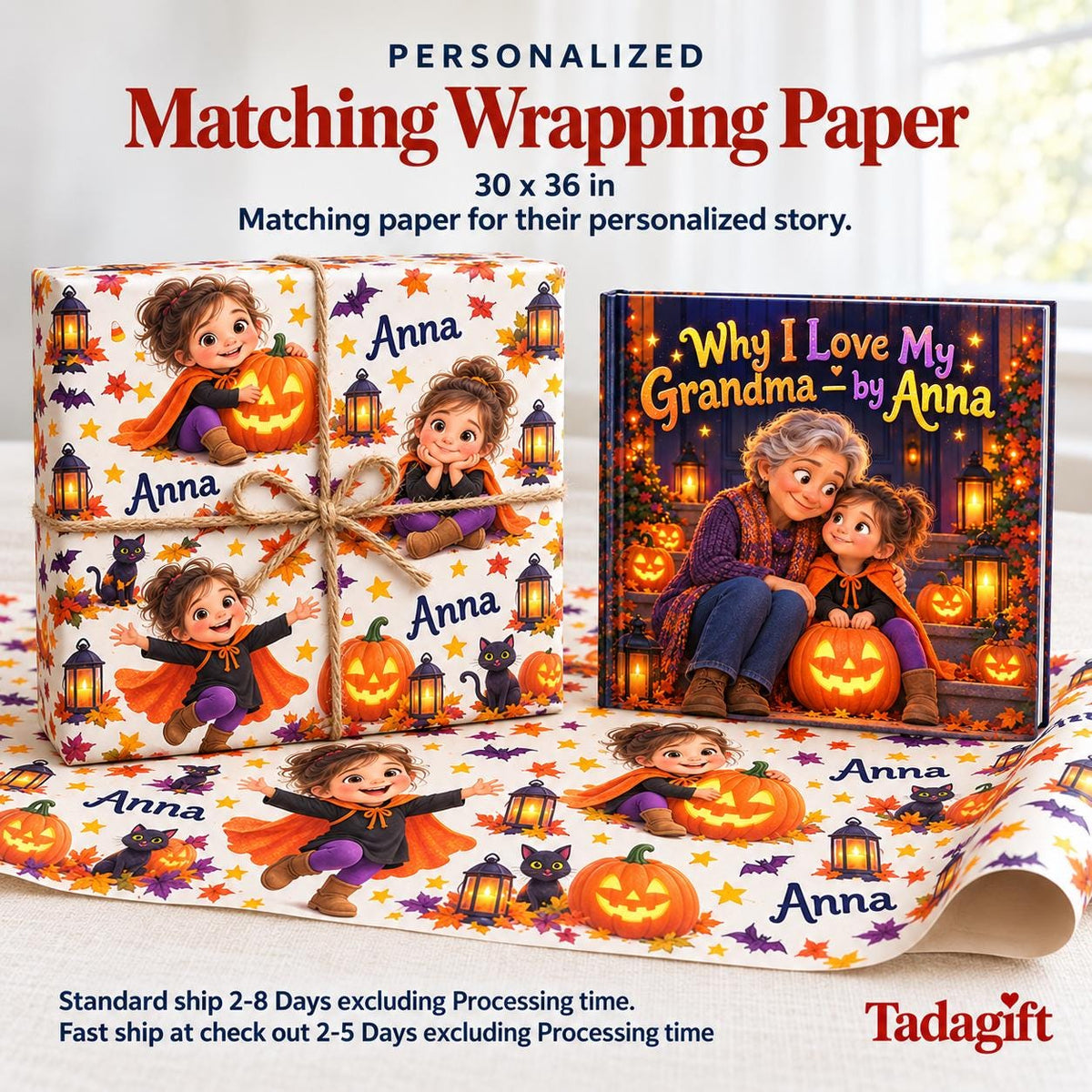 Personalized Children's Book in Hardcover: Why I Love Grandma Halloween with Wrapping Paper Included