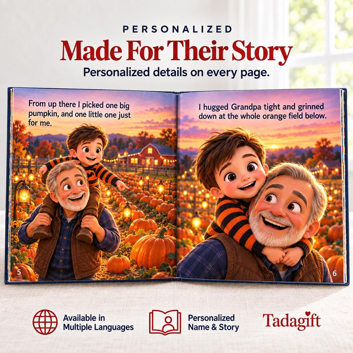 Personalized Children's Book in Hardcover: Why I Love Grandpa Halloween with Wrapping Paper Included