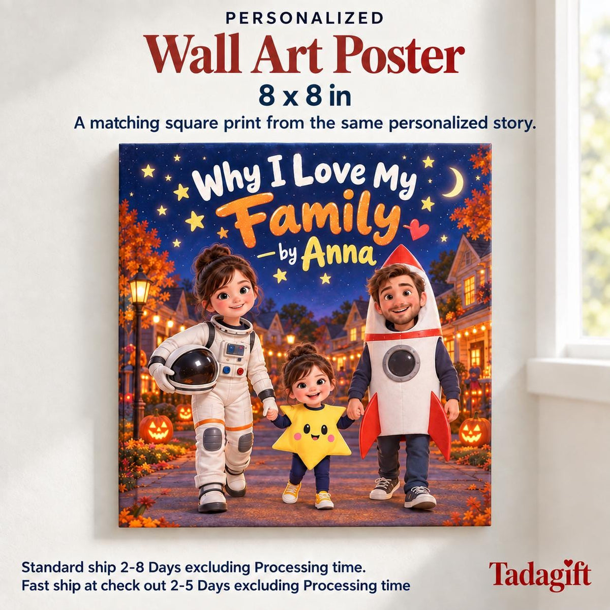 Personalized Children's Book in Hardcover: Halloween Matching Family Costumes with Wrapping Paper Included