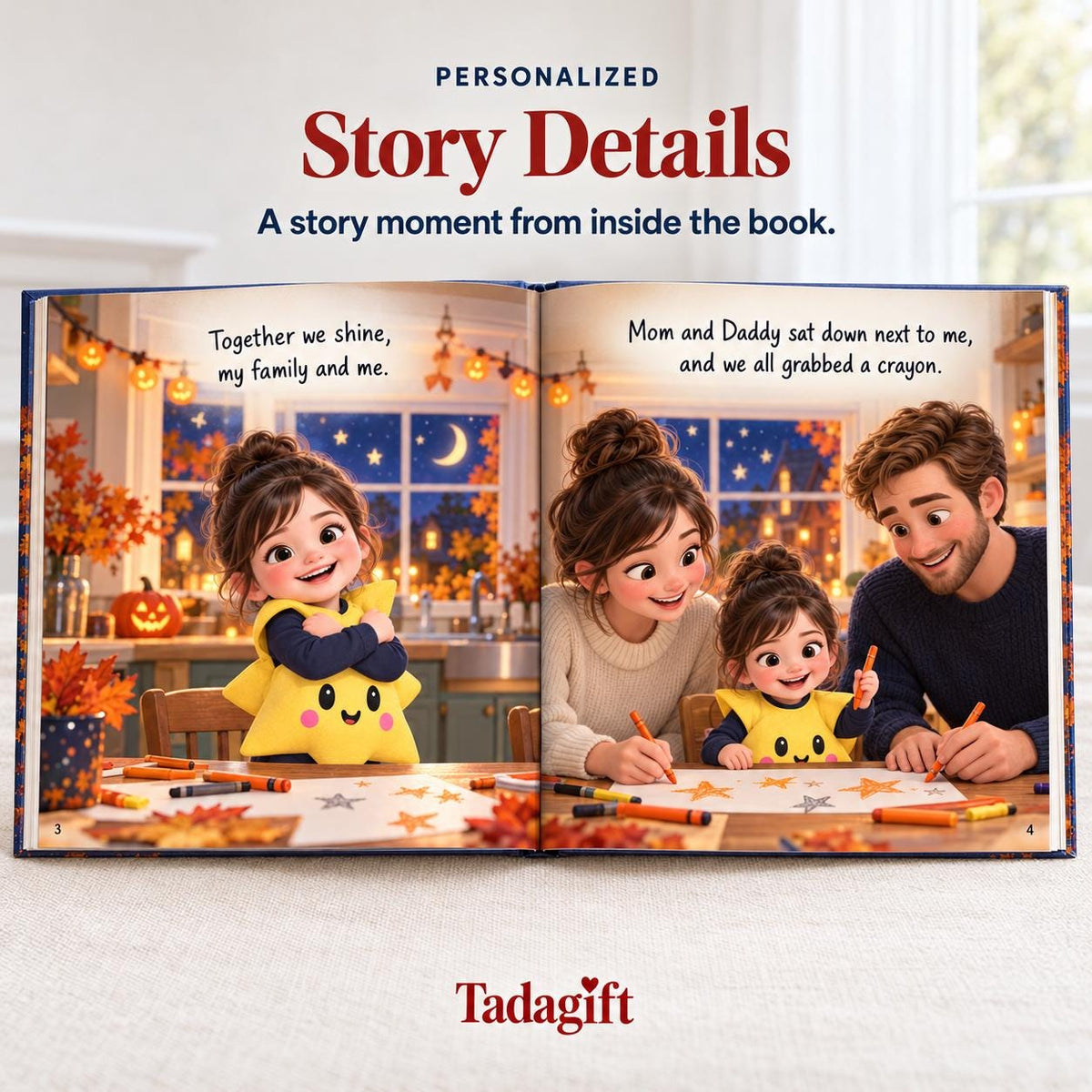 Personalized Children's Book in Hardcover: Halloween Matching Family Costumes with Wrapping Paper Included