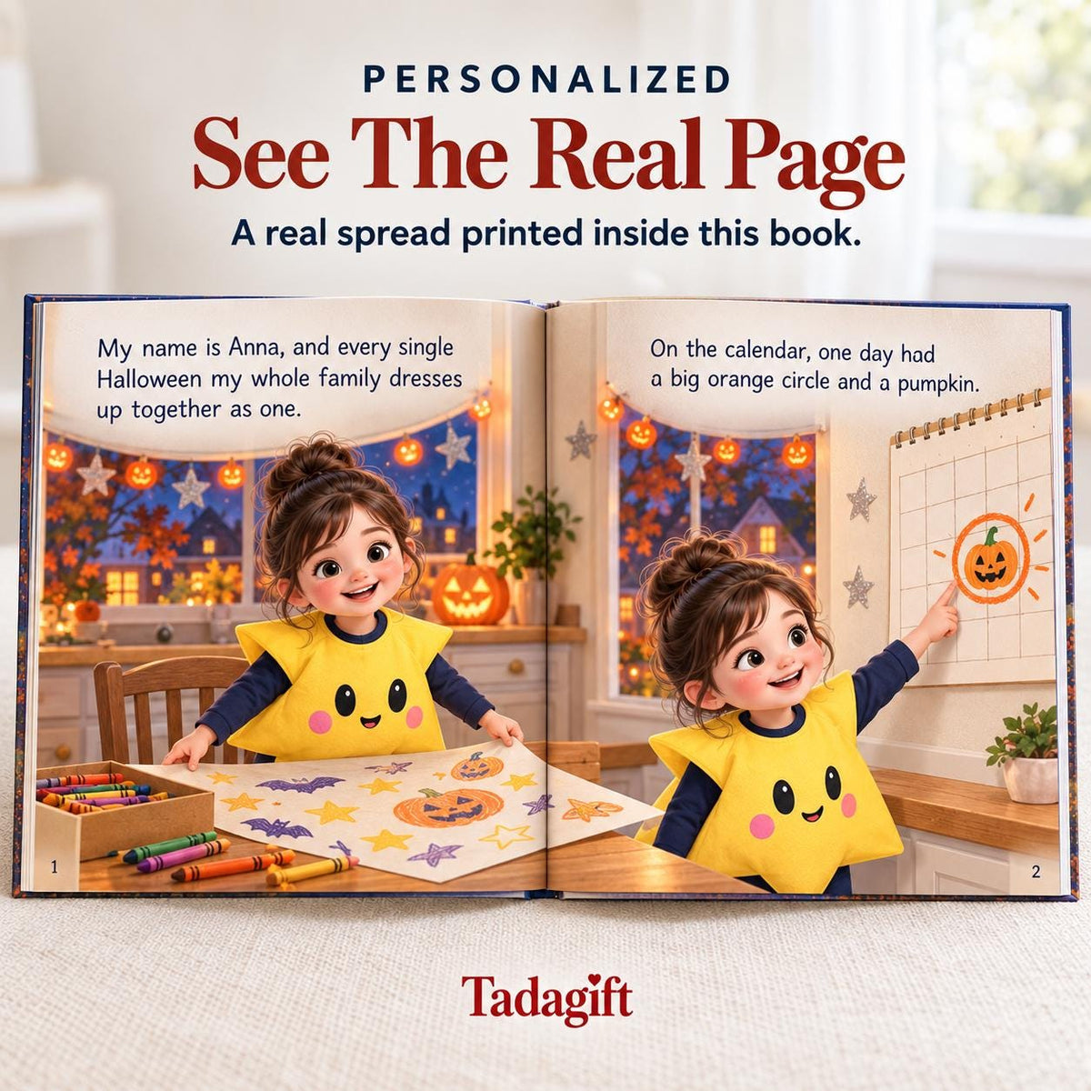 Personalized Children's Book in Hardcover: Halloween Matching Family Costumes with Wrapping Paper Included